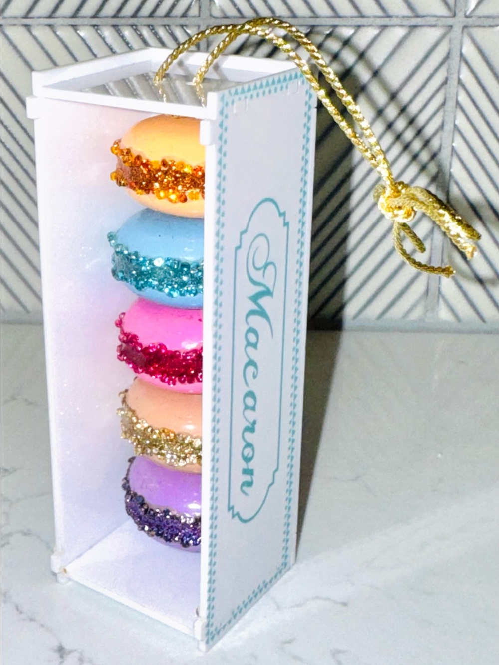Rainbow macaron ornament